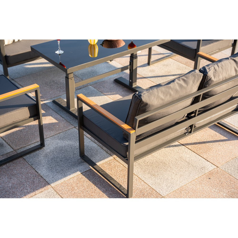 Hamburg 6‑Seater Aluminium Garden Modular Sofa Set with Lifting Up Table