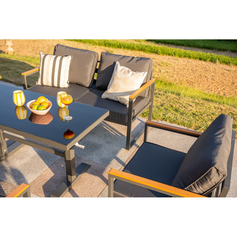 Hamburg 6‑Seater Aluminium Garden Modular Sofa Set with Lifting Up Table