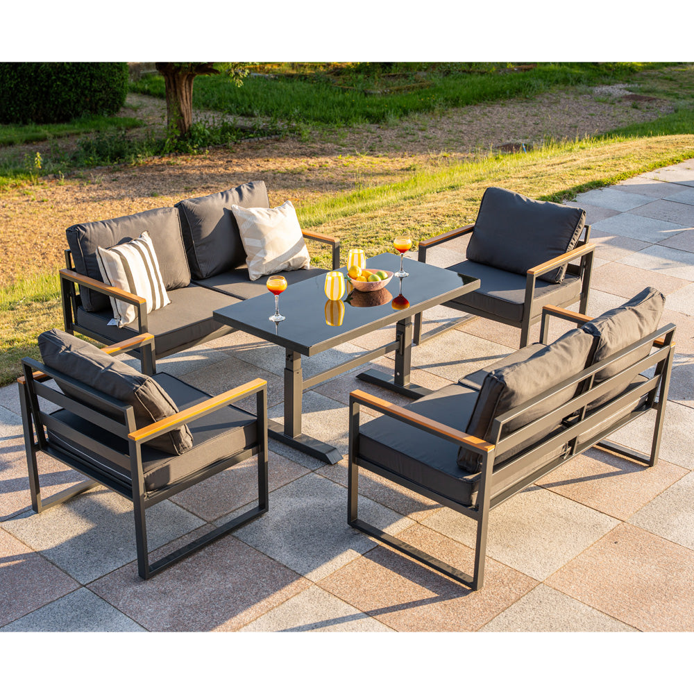 Hamburg 6‑Seater Aluminium Garden Modular Sofa Set with Lifting Up Table