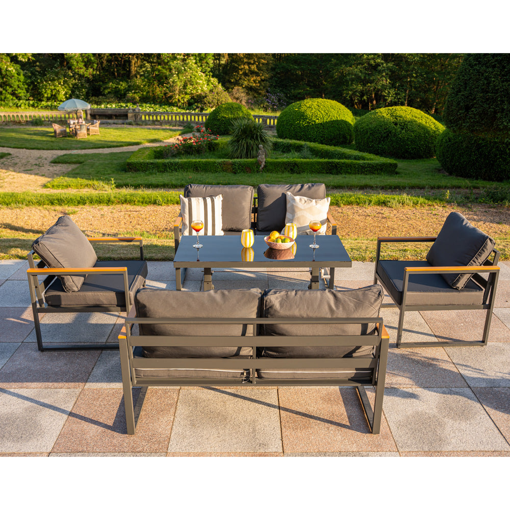 Hamburg 6‑Seater Aluminium Garden Modular Sofa Set with Lifting Up Table