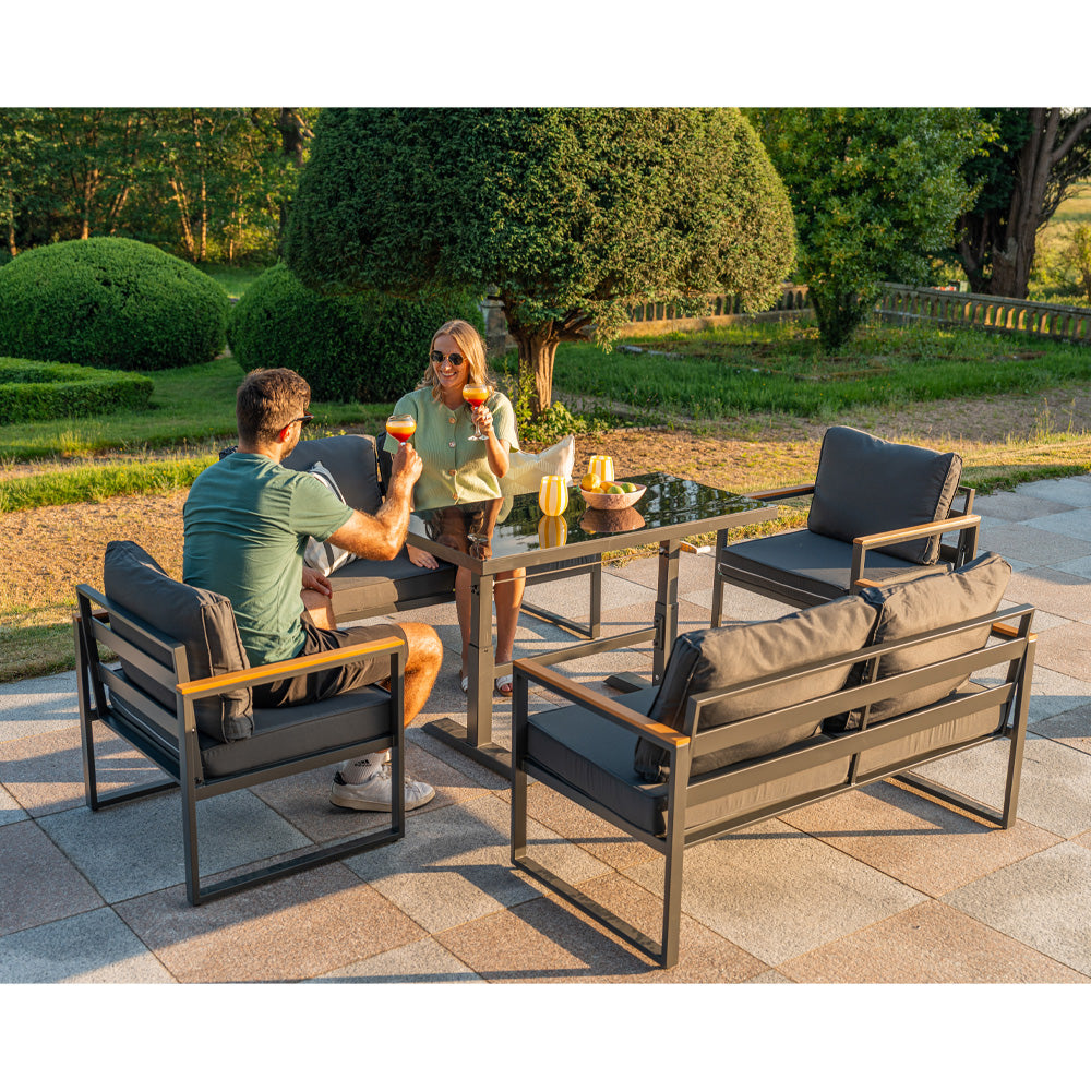 Hamburg 6‑Seater Aluminium Garden Modular Sofa Set with Lifting Up Table