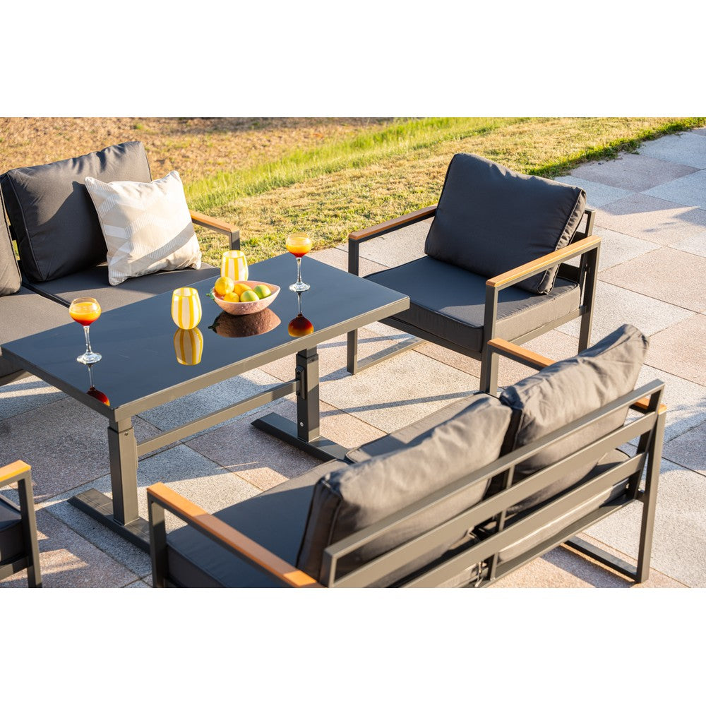 Hamburg 6‑Seater Aluminium Garden Modular Sofa Set with Lifting Up Table