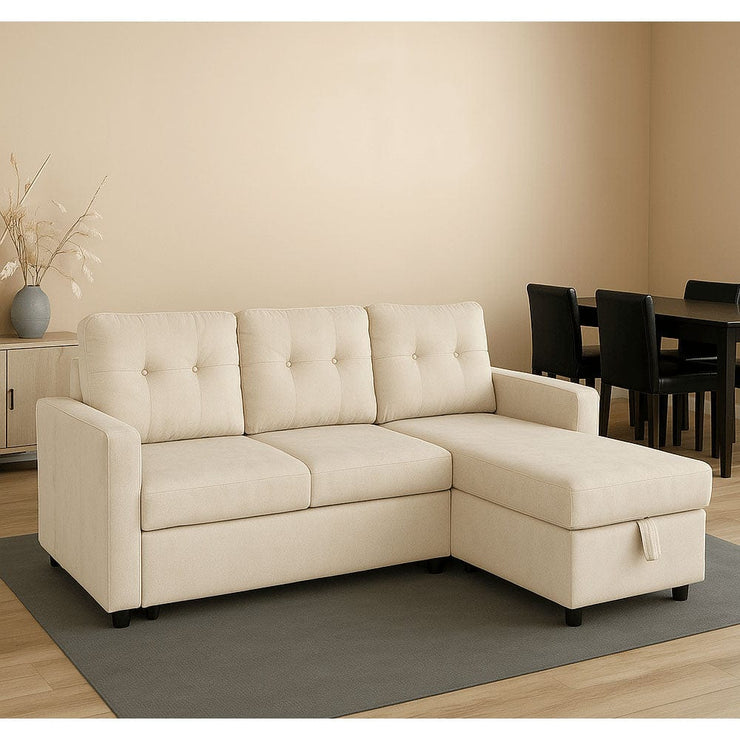 Avery Velvet Reversible Corner Sofa Bed With Storage Chaise