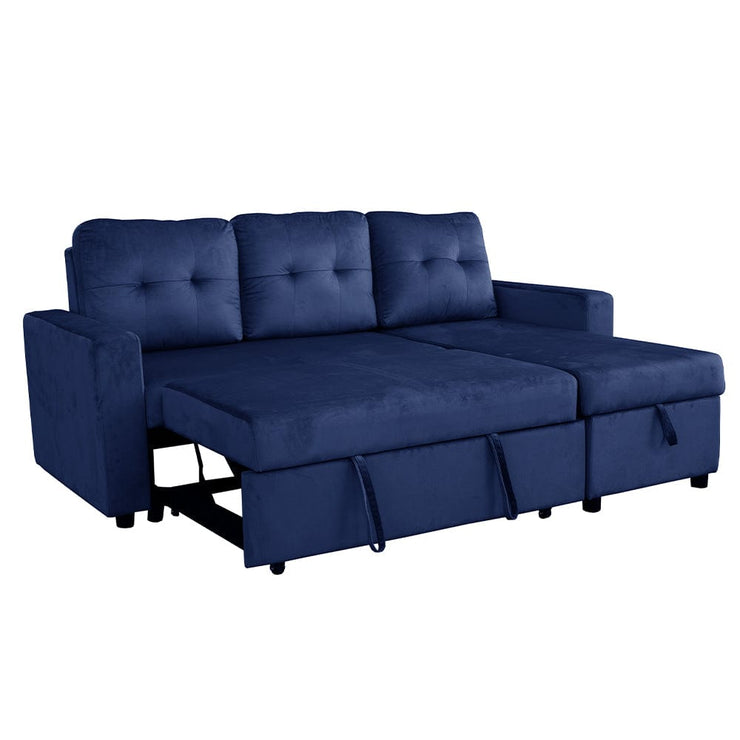 Avery Velvet Reversible Corner Sofa Bed With Storage Chaise