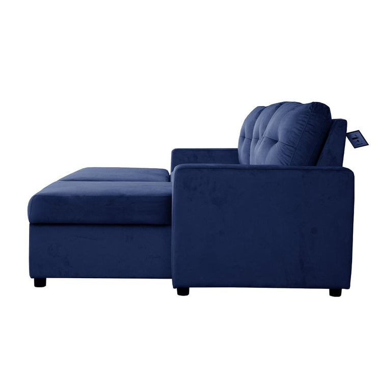 Avery Velvet Reversible Corner Sofa Bed With Storage Chaise