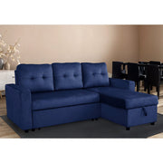 Avery Velvet Reversible Corner Sofa Bed With Storage Chaise