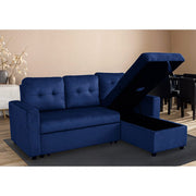 Avery Velvet Reversible Corner Sofa Bed With Storage Chaise