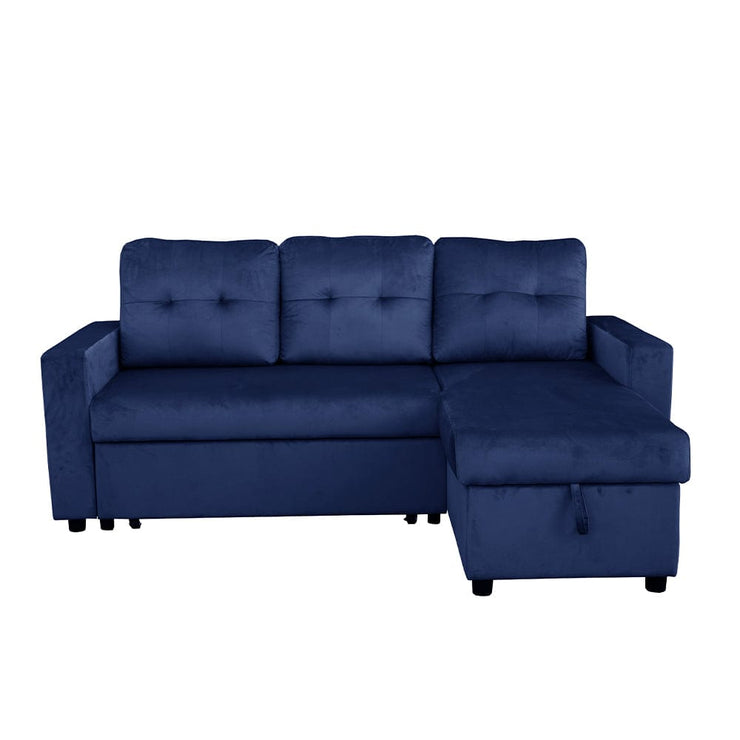 Avery Velvet Reversible Corner Sofa Bed With Storage Chaise