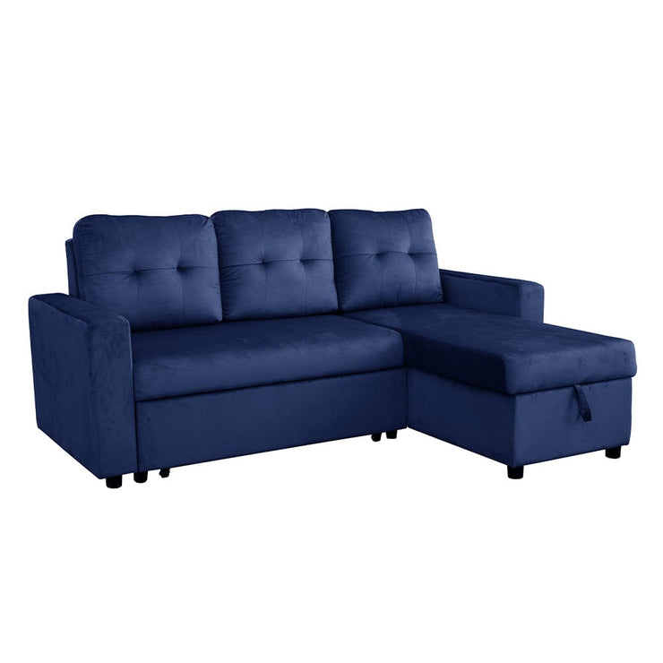 Avery Velvet Reversible Corner Sofa Bed With Storage Chaise