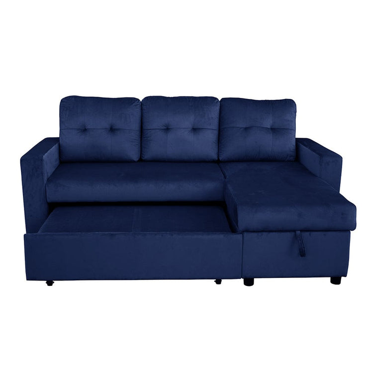 Avery Velvet Reversible Corner Sofa Bed With Storage Chaise