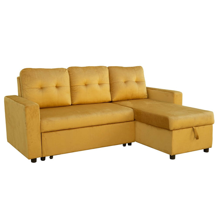 Avery Velvet Reversible Corner Sofa Bed With Storage Chaise