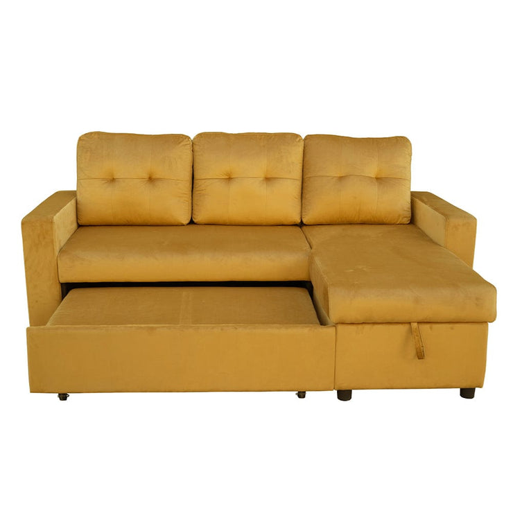 Avery Velvet Reversible Corner Sofa Bed With Storage Chaise