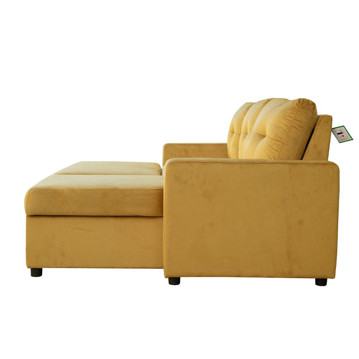 Avery Velvet Reversible Corner Sofa Bed With Storage Chaise