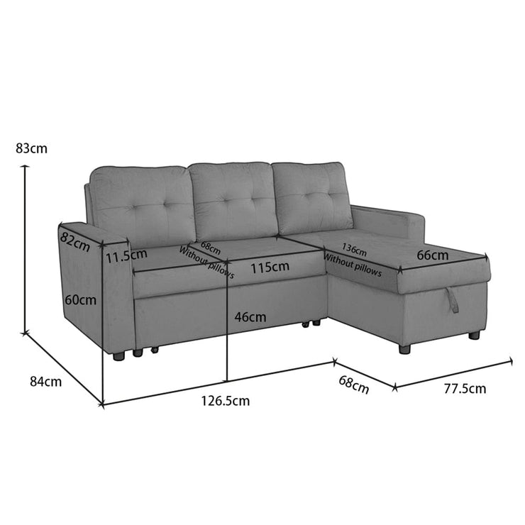 Avery Boucle Reversible Corner Sofa Bed With Storage Chaise In White