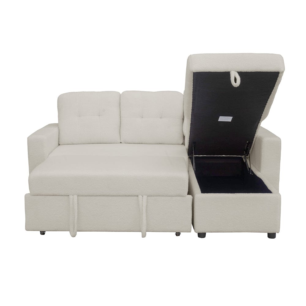 Avery Boucle Teddy Fleece Reversible Corner Sofa Bed With Storage Chaise