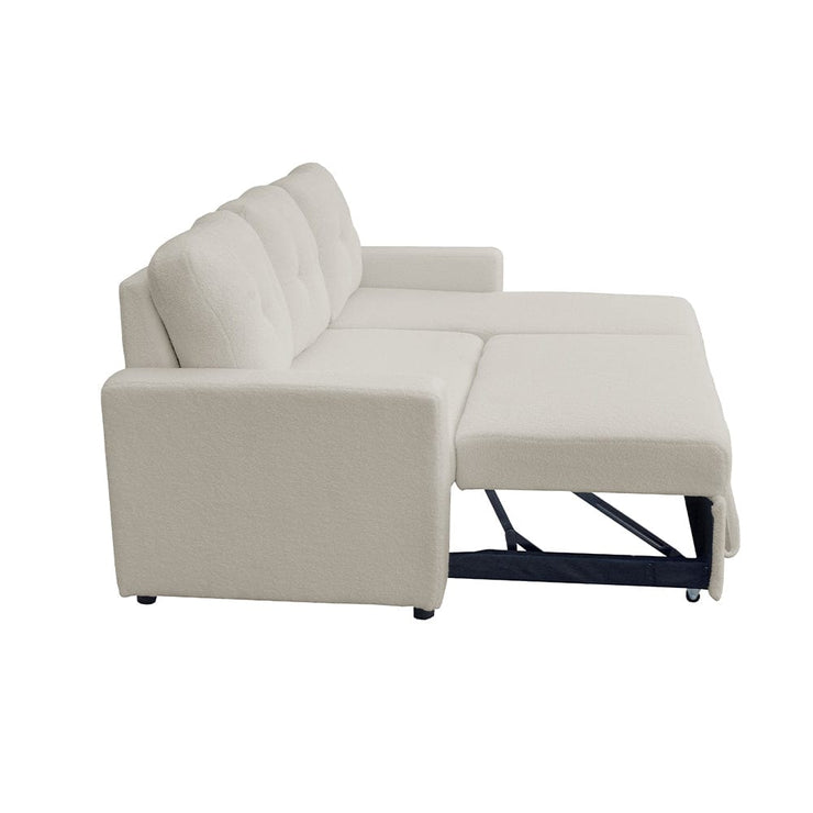 Avery Boucle Teddy Fleece Reversible Corner Sofa Bed With Storage Chaise