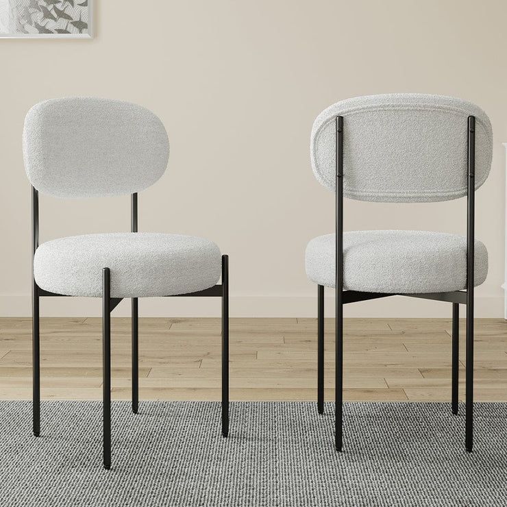 Set Of 2 Essie Round Upholstered Boucle Dining Chair