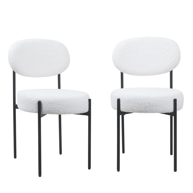 Set Of 2 Essie Round Upholstered Boucle Dining Chair