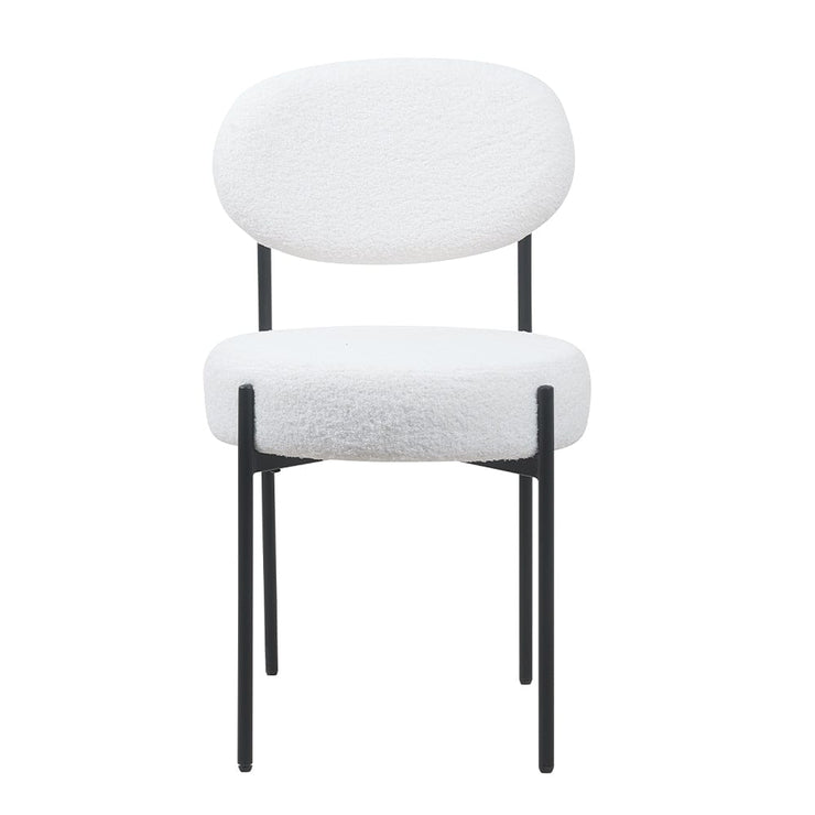 Set Of 2 Essie Round Upholstered Boucle Dining Chair