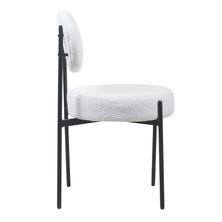 Set Of 2 Essie Round Upholstered Boucle Dining Chair