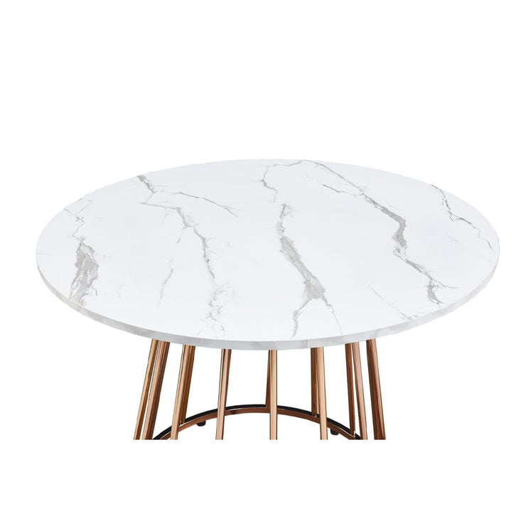 Etta Pedestal Dining Table Set with 4 Velvet Chairs
