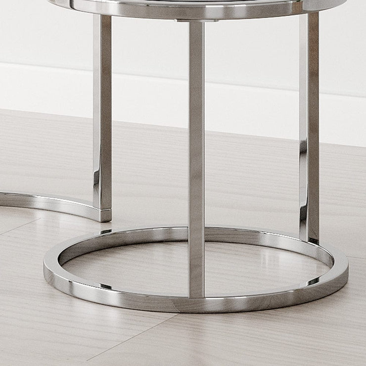 Etta Set Of 2 Frame Nesting Round End Coffee Table with Glass Top