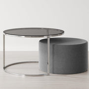 Etta Frame Nesting Round End Coffee Table Ottoman Set