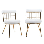 Set Of 2 Etta Boucle Dining Chairs With Golden Wire Backrest