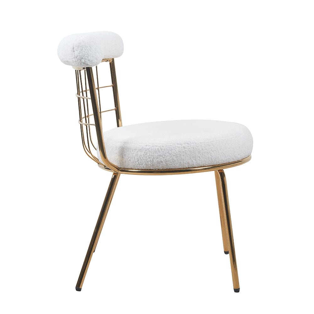 Set Of 2 Etta Boucle Dining Chairs With Golden Wire Backrest