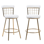 Set Of 2 Etta Boucle Bar Stools With Wire Backrest And Golden Leg