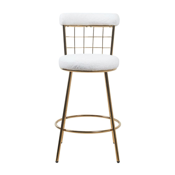 Set Of 2 Etta Boucle Bar Stools With Wire Backrest And Golden Leg