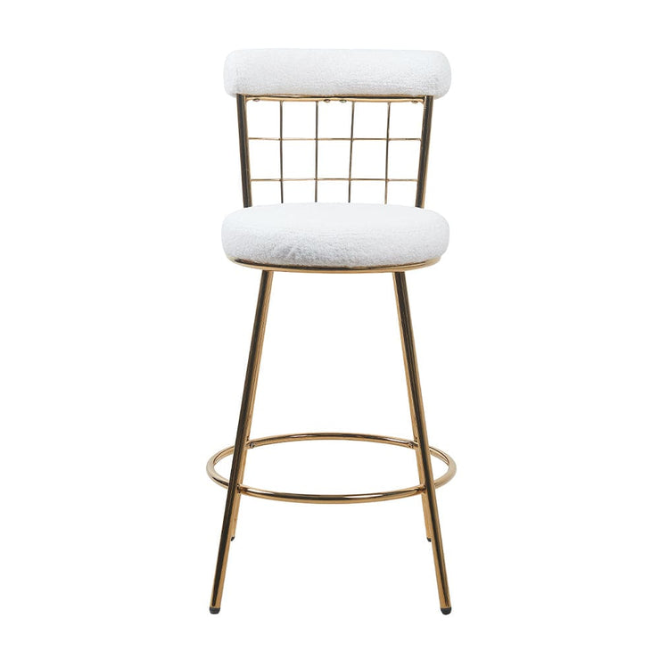 Set Of 2 Etta Boucle Bar Stools With Wire Backrest and golden Leg