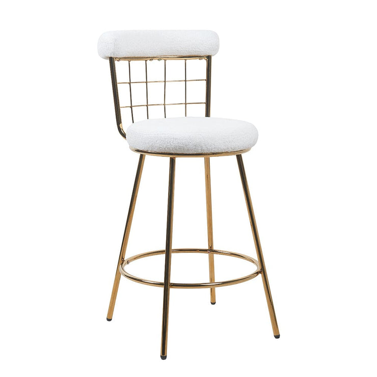 Set Of 2 Etta Boucle Bar Stools With Wire Backrest And Golden Leg