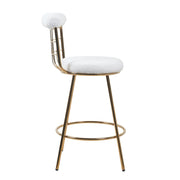 Set Of 2 Etta Boucle Bar Stools With Wire Backrest And Golden Leg