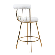 Set Of 2 Etta Boucle Bar Stools With Wire Backrest And Golden Leg