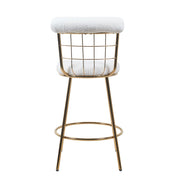 Set Of 2 Etta Boucle Bar Stools With Wire Backrest And Golden Leg