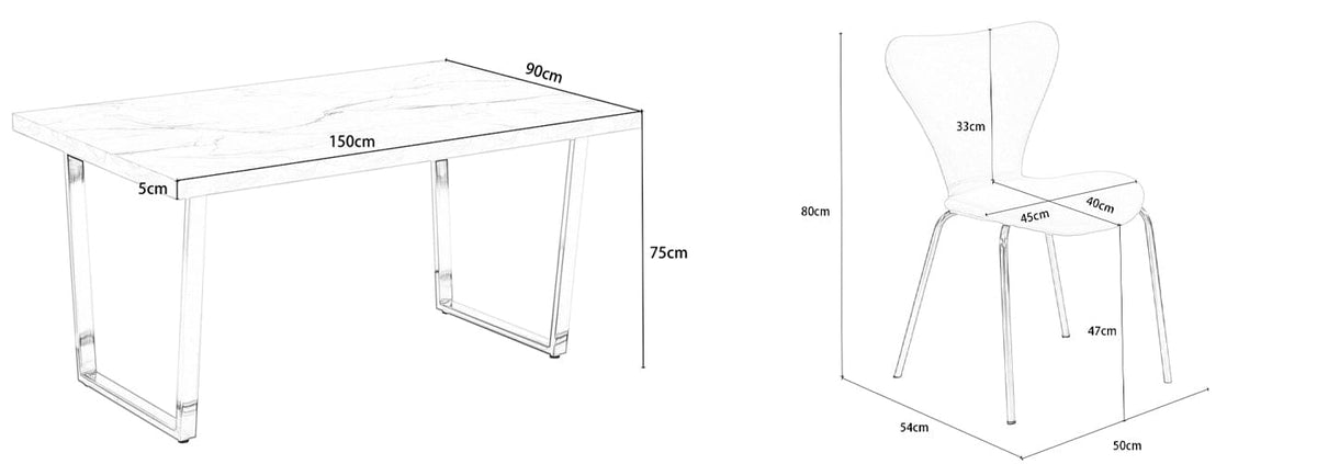 Etta Rectangle Trestle Dining Table Set with 4 Wing Back Velvet Chairs