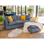 Finley Corduroy 3 Seater Sofa with Footstool And Pillows