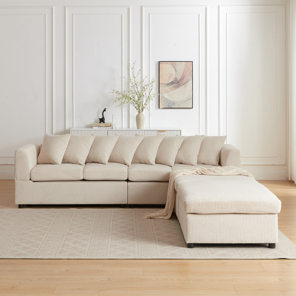 Finley Corduroy 4 Seater Sofa with 2 Footstools