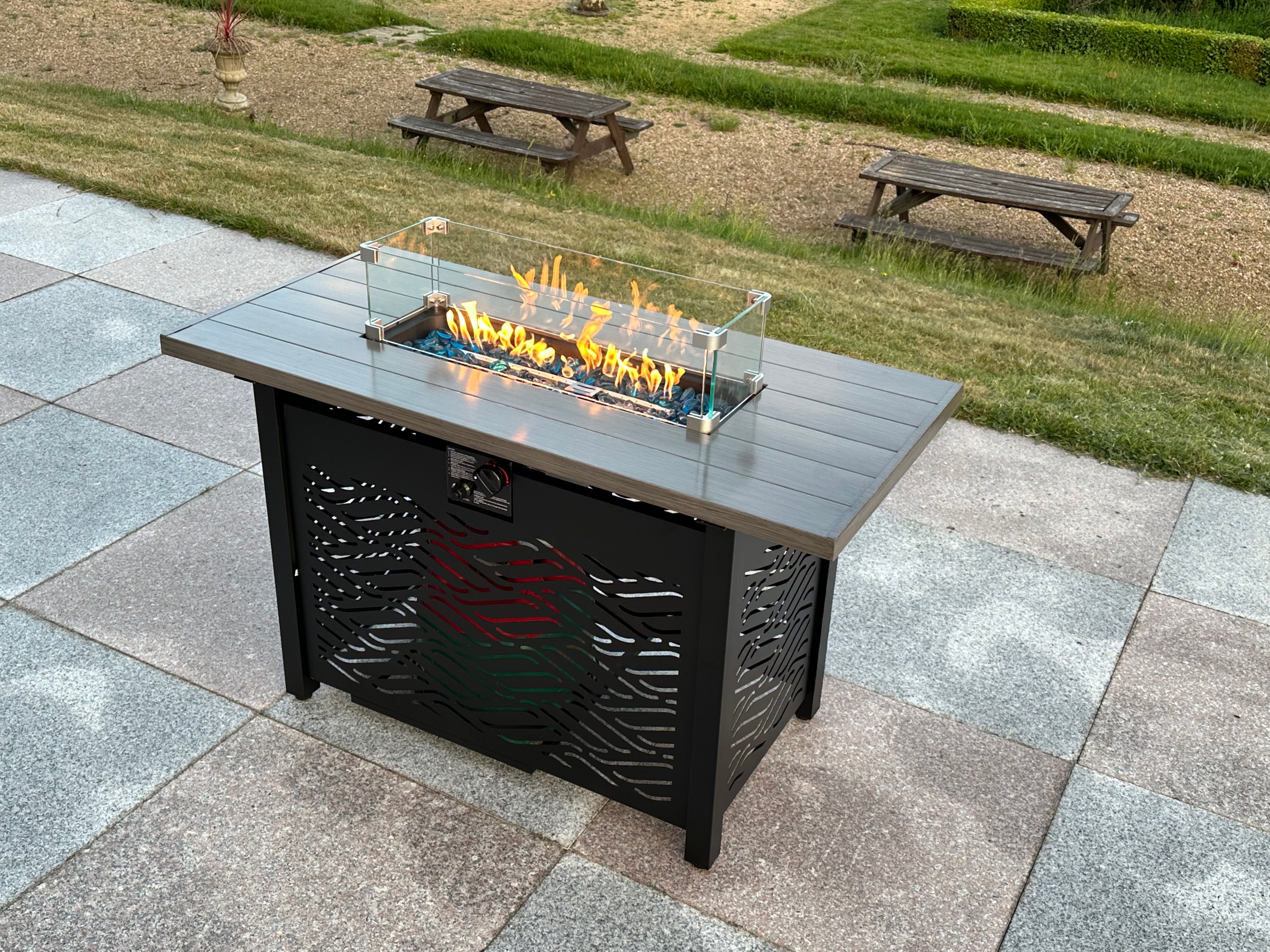 Outdoor Propane Gas Fire Pit Table With Rain Cover