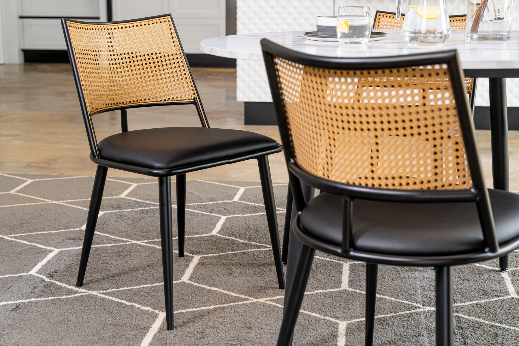 Set of 2 Boho PE Rattan Dining Chairs