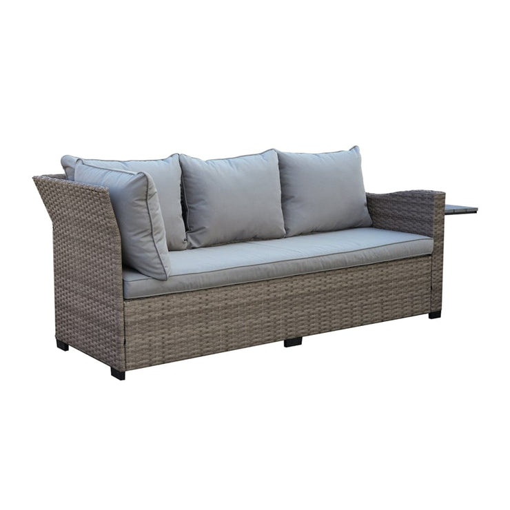 Galle Right Facing 9 Seater Garden Corner Sofa Dining Set With Parasol Hole And Foldable Side Tables