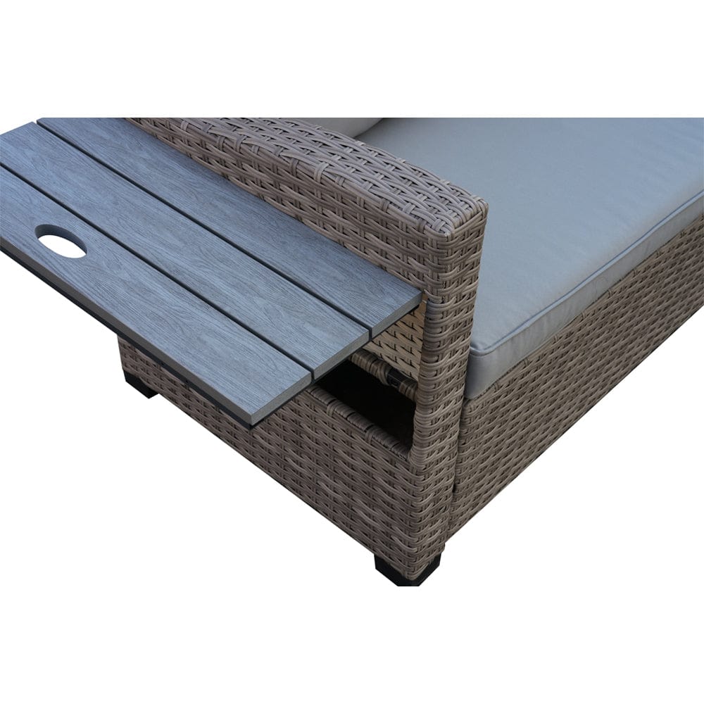 Galle Right Facing 9 Seater Garden Corner Sofa Dining Set With Parasol Hole And Foldable Side Tables