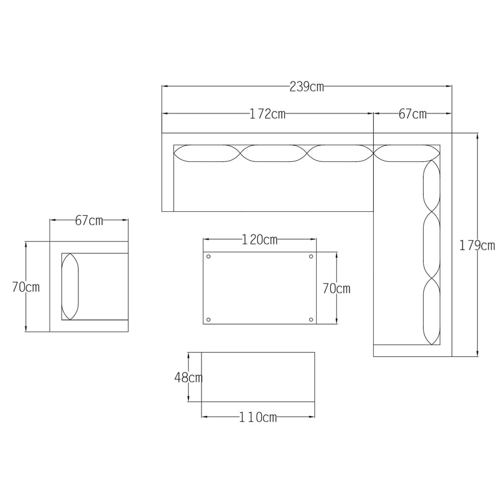 Galle Right Facing 9 Seater Garden Corner Sofa Dining Set With Parasol Hole And Foldable Side Tables