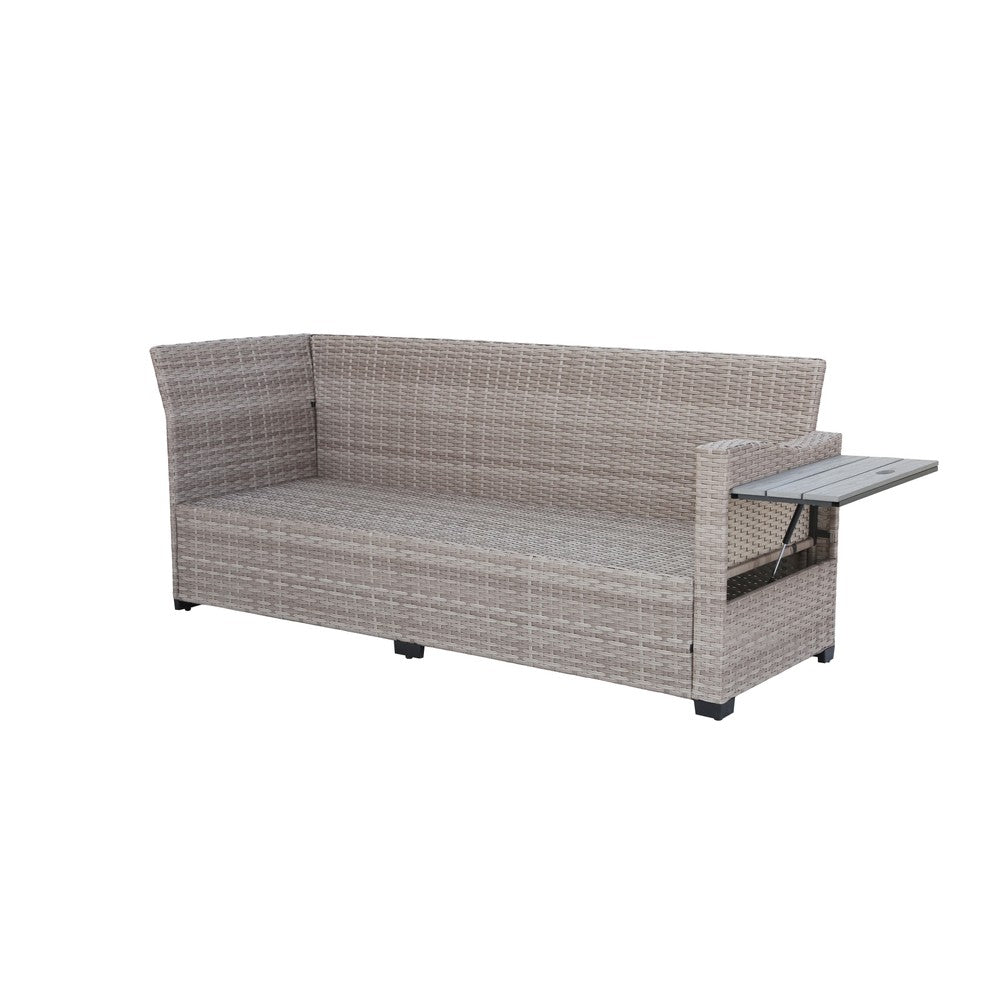 Galle Right Facing 9 Seater Garden Corner Sofa Dining Set With Parasol Hole And Foldable Side Tables