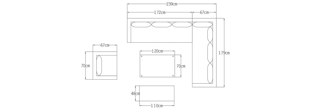 Galle Right Facing 9 Seater Garden Corner Sofa Dining Set With Parasol Hole And Foldable Side Tables