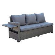 Galle Right Facing 9 Seater Garden Corner Sofa Dining Set With Parasol Hole And Foldable Side Tables