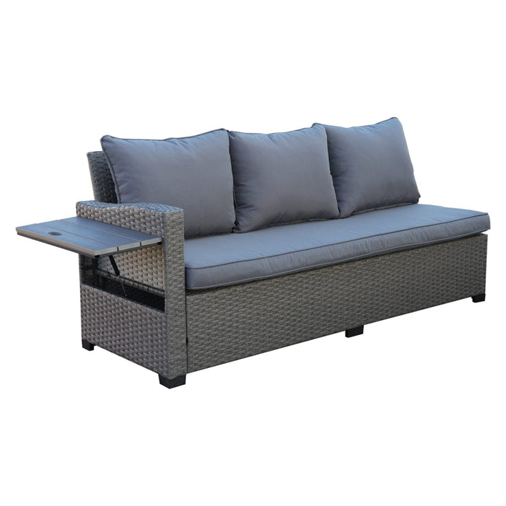 Galle Right Facing 9 Seater Garden Corner Sofa Dining Set With Parasol Hole And Foldable Side Tables