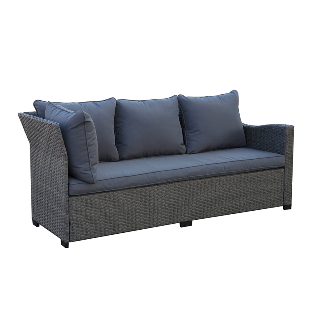 Galle Right Facing 9 Seater Garden Corner Sofa Dining Set With Parasol Hole And Foldable Side Tables