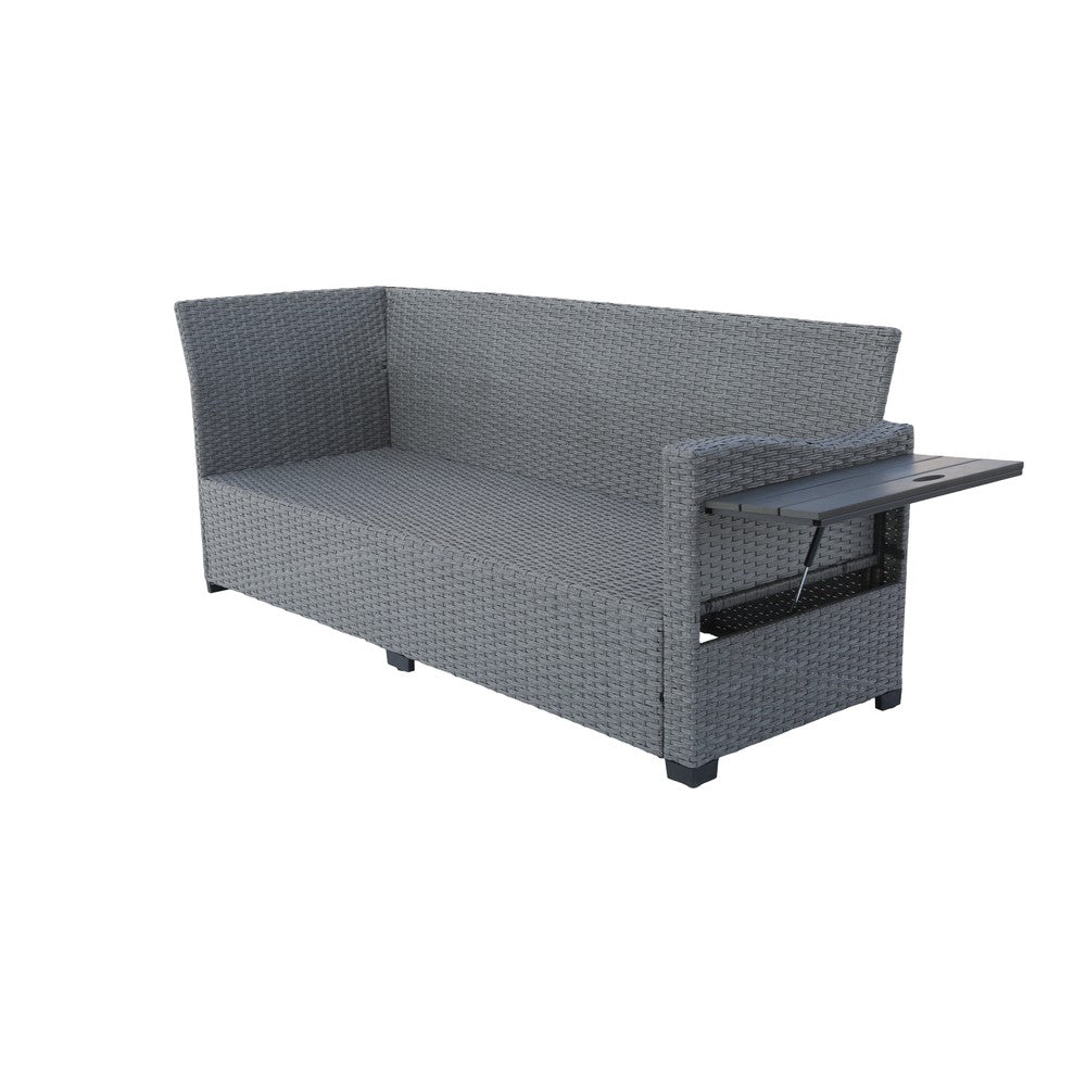 Galle Right Facing 9 Seater Garden Corner Sofa Dining Set With Parasol Hole And Foldable Side Tables